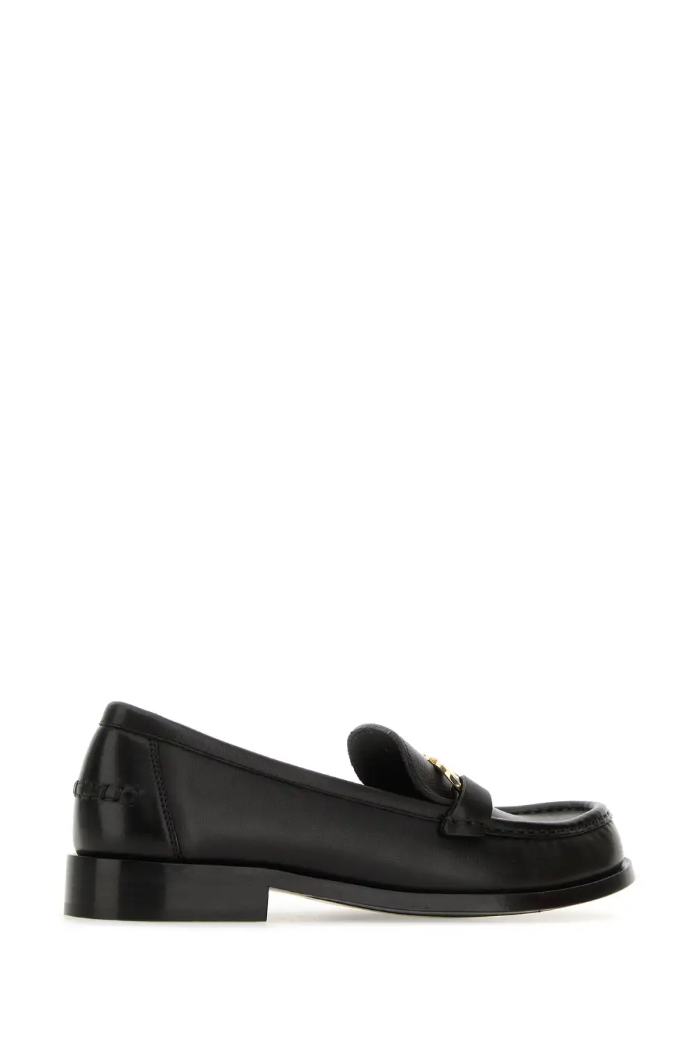 Smooth Leather Metal Instep Loafers