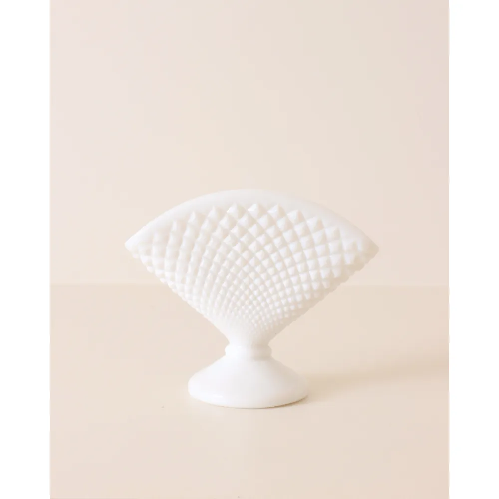 Milkglass Hobnail Fan Vase