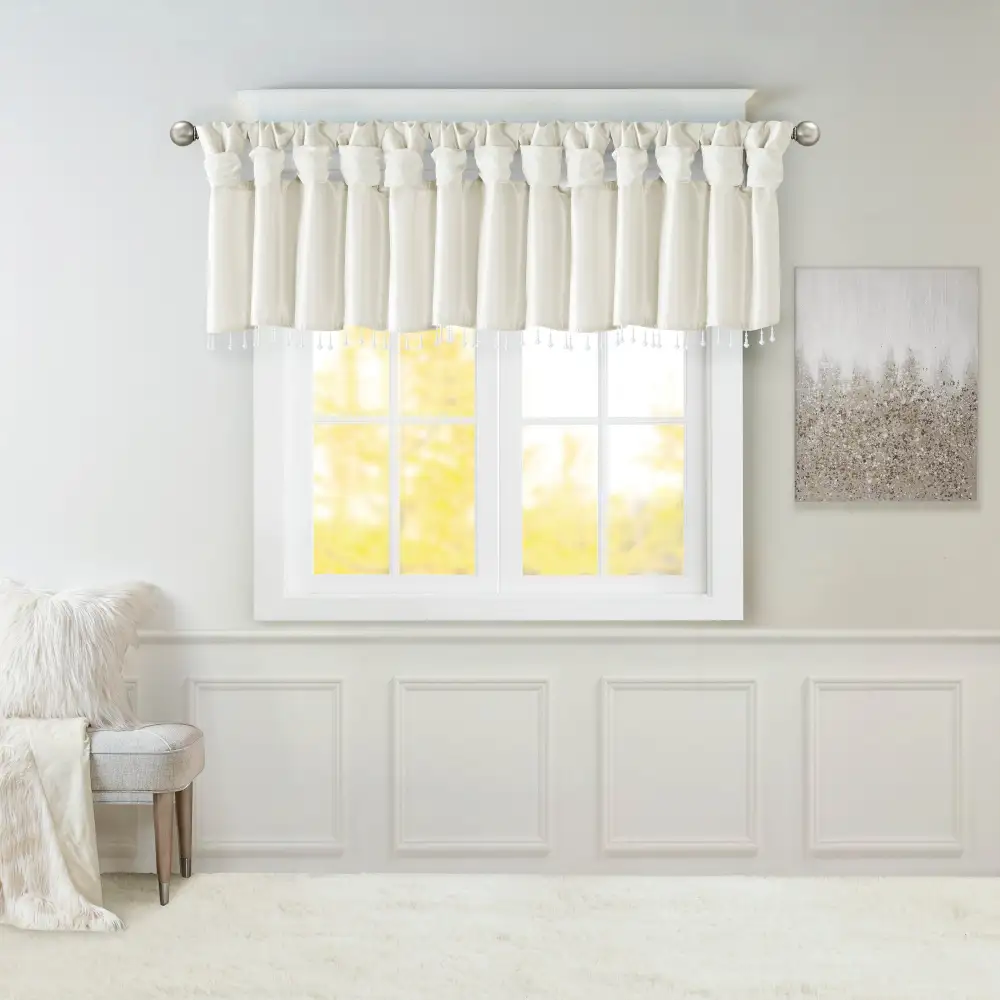 Tailored Faux Silk Solid Twist-Tab Valance