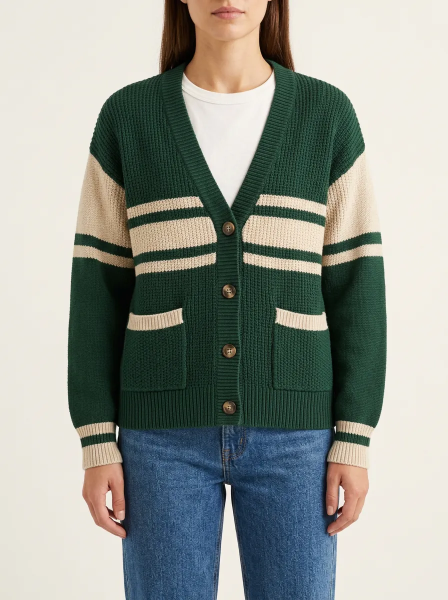 Classic Striped Rugby Striped Knit Cardigan