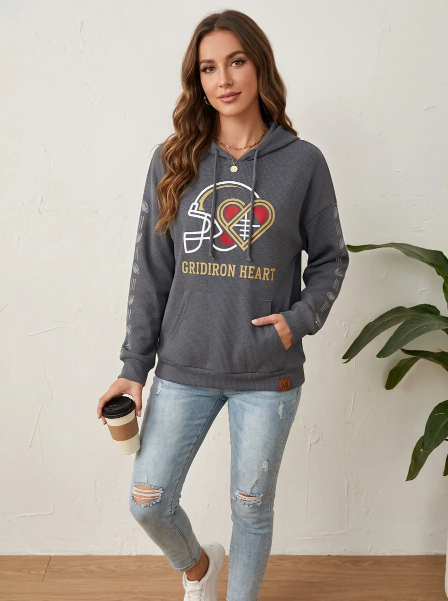 Women's Classic Gridiron Heart Helmet Graphic Hoodie