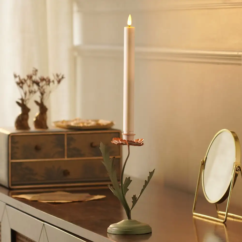 Green Leaf Metal Candle Holder Small