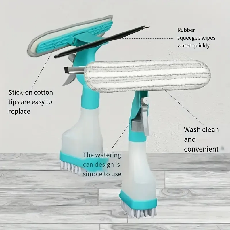 4-In-1 Glass Cleaning Brush With Spray