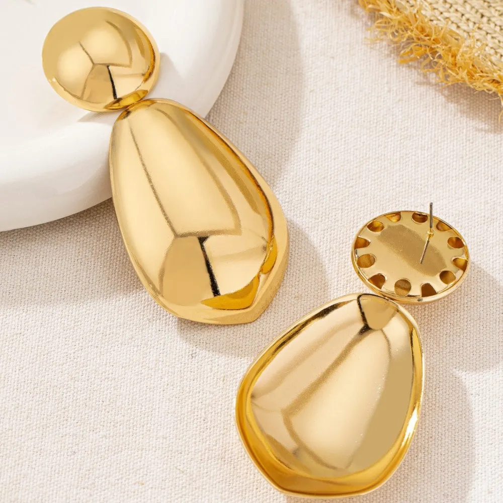 Punk Geometric Drop Oval Metal Earrings