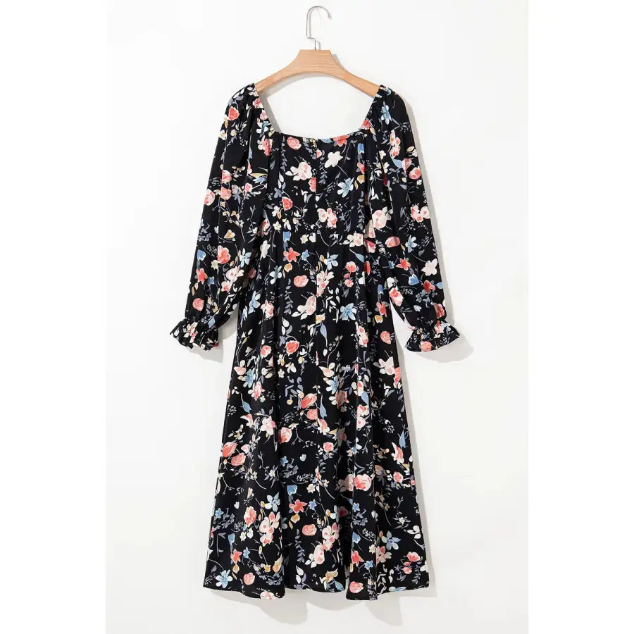 Flounce Sleeve Midi Dress