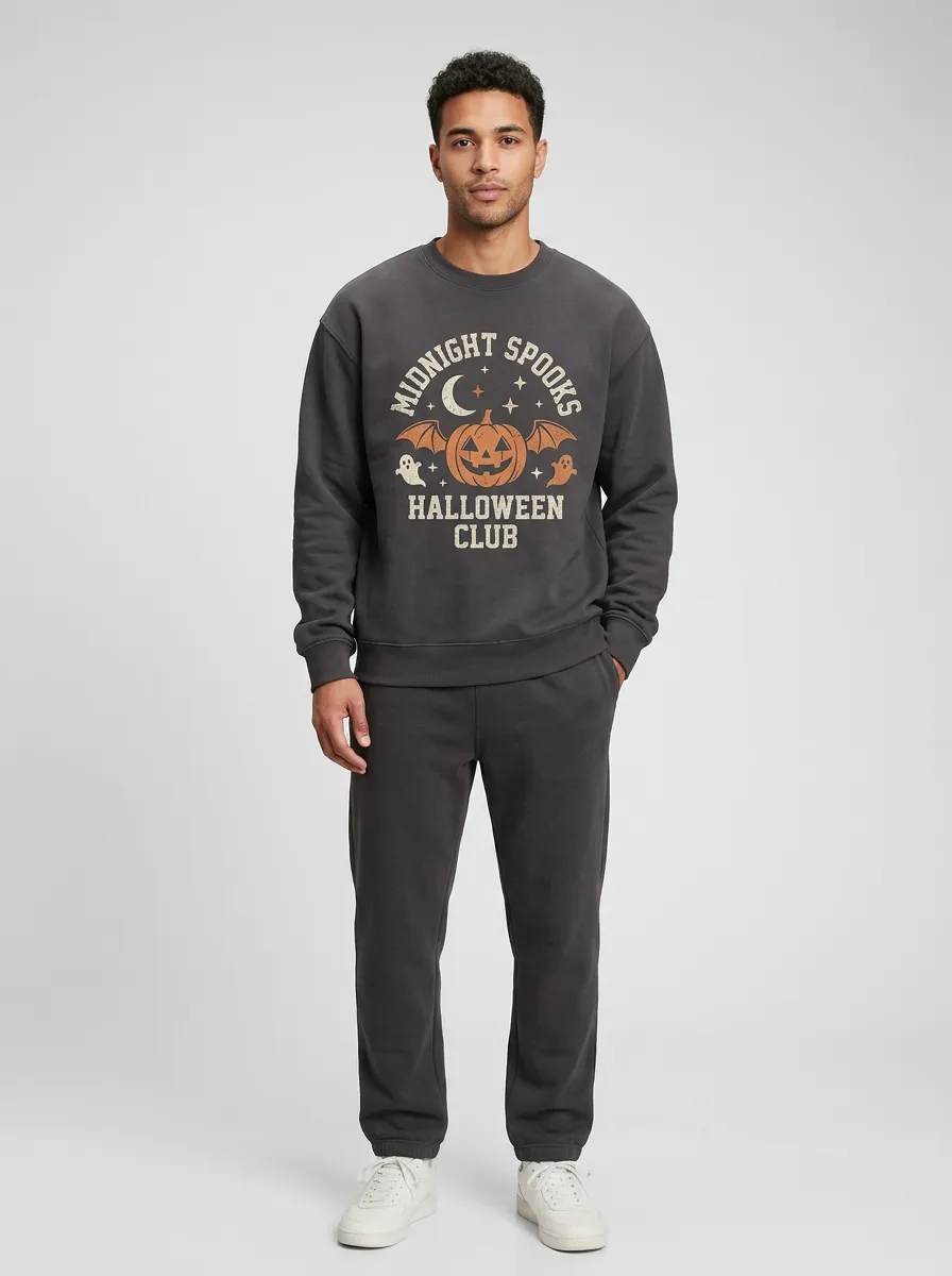 Men's Halloween Midnight Spooks Pumpkin Ghost Sweatshirt