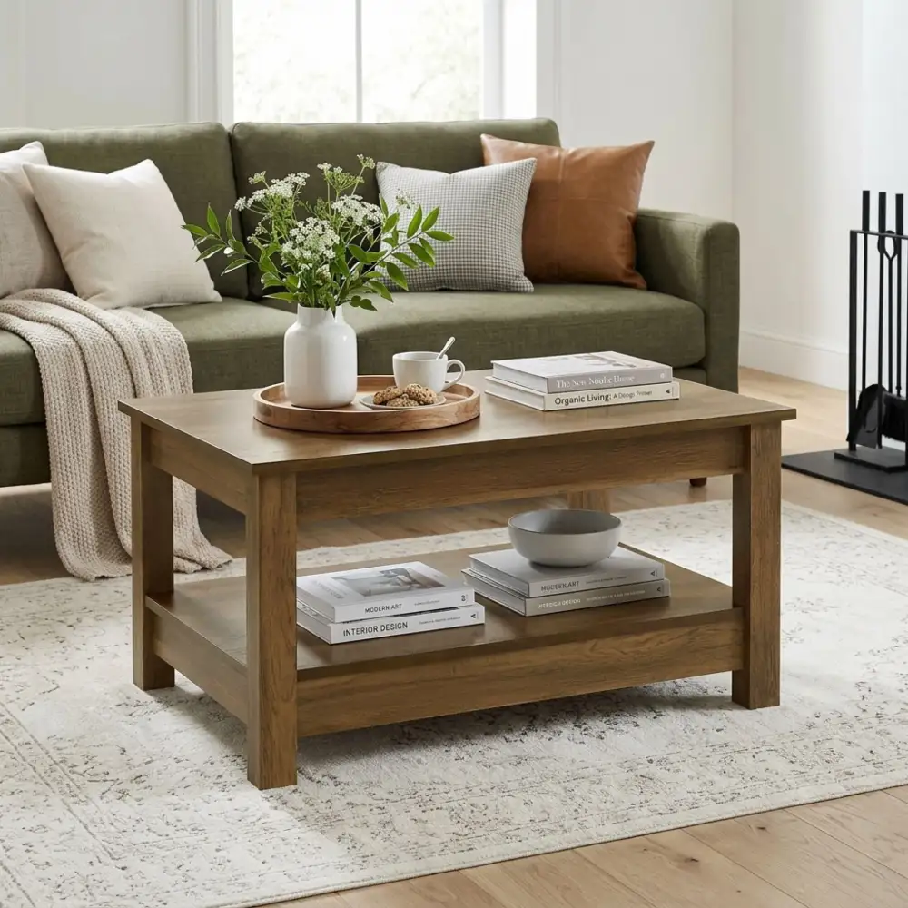Retro Shelf Storage Coffee Table
