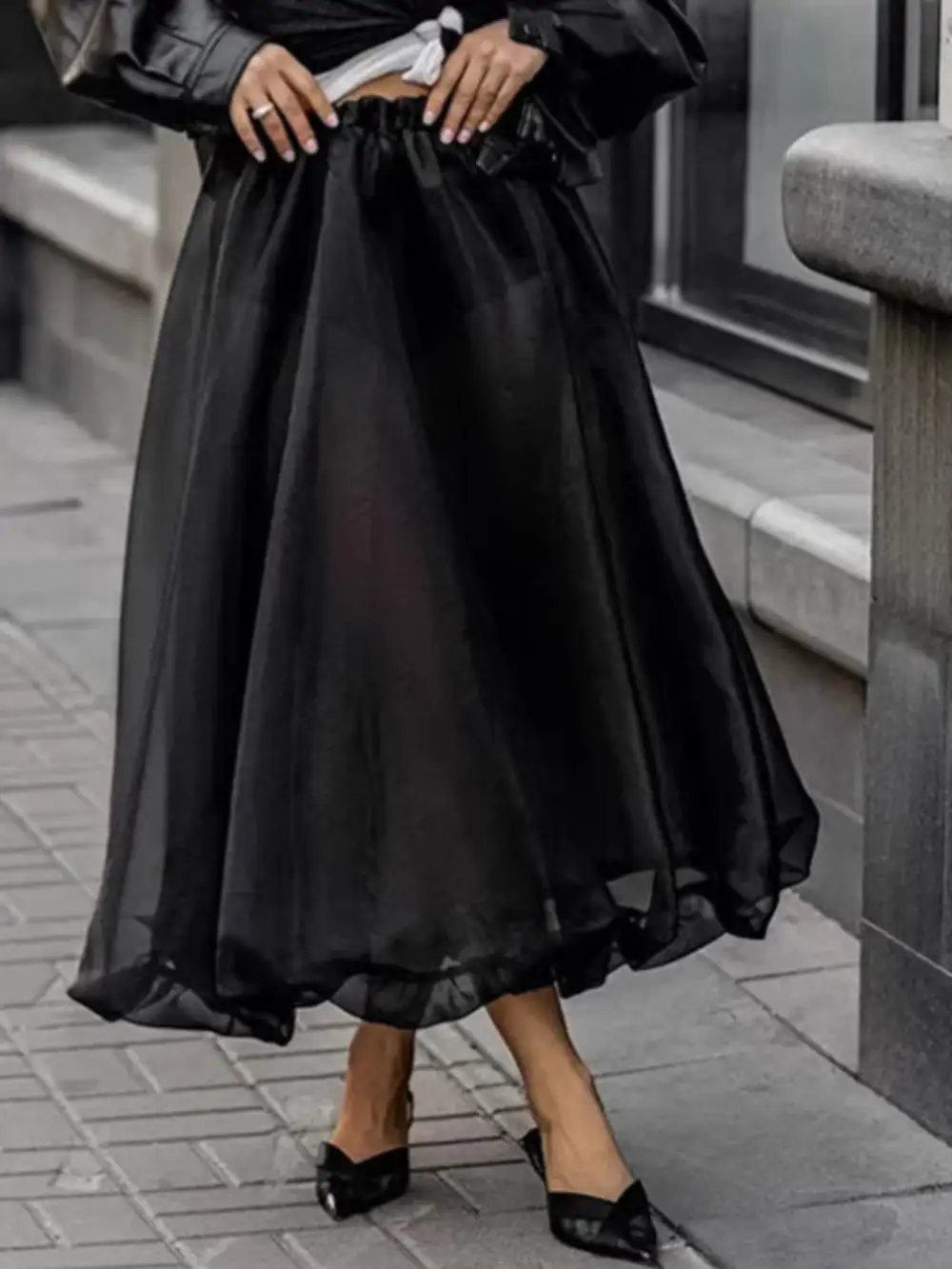 Elastic Waist Flowy Skirt