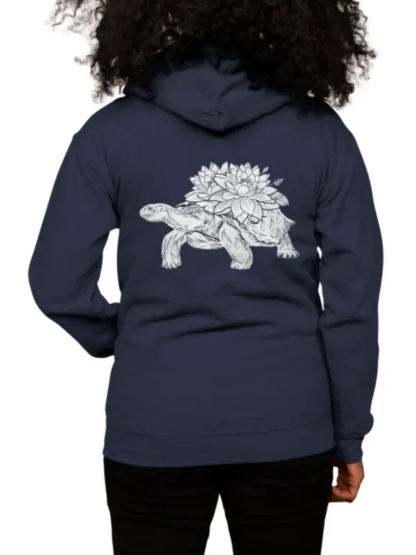 Turtle and Lotus Print Hoodie