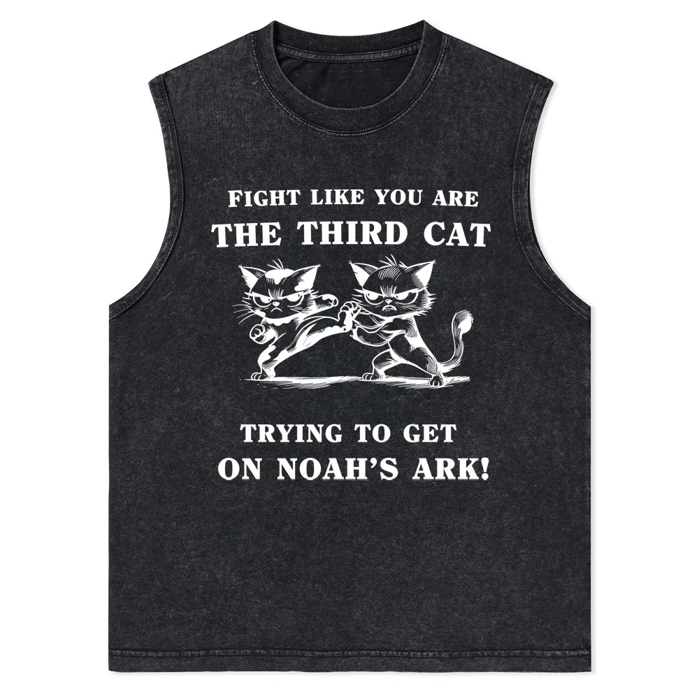 Fight Like You Are The Third Cat Trying To Get On Noah's Ark Christian Washed Tank Top