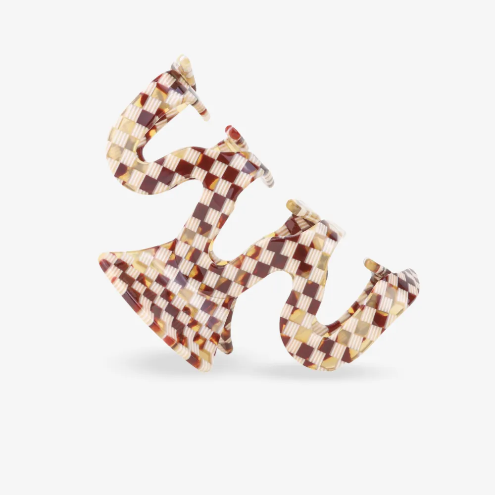 Sculpted Wave Checkered Pattern Hair Clip