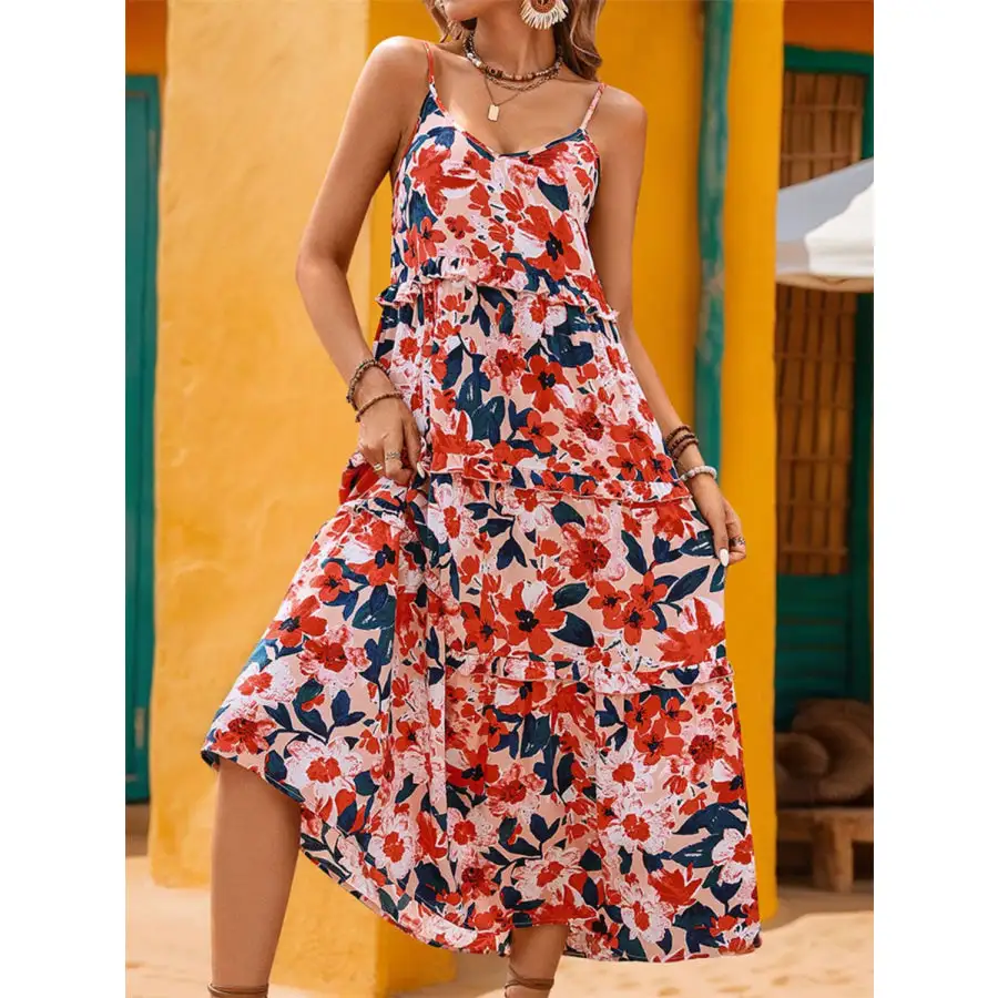 Frill Backless Sleeveless Midi Dress