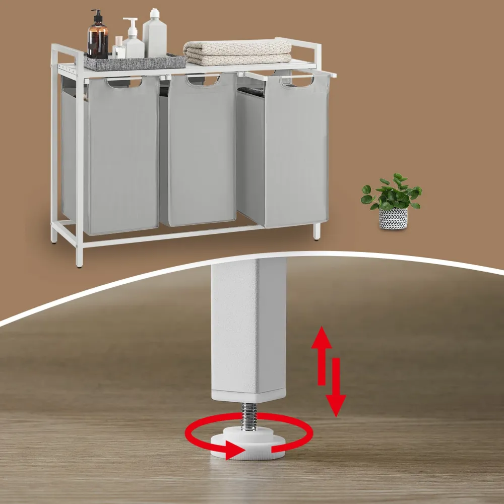 Triple Compartment Pull Out Divided Laundry Sorting Hamper