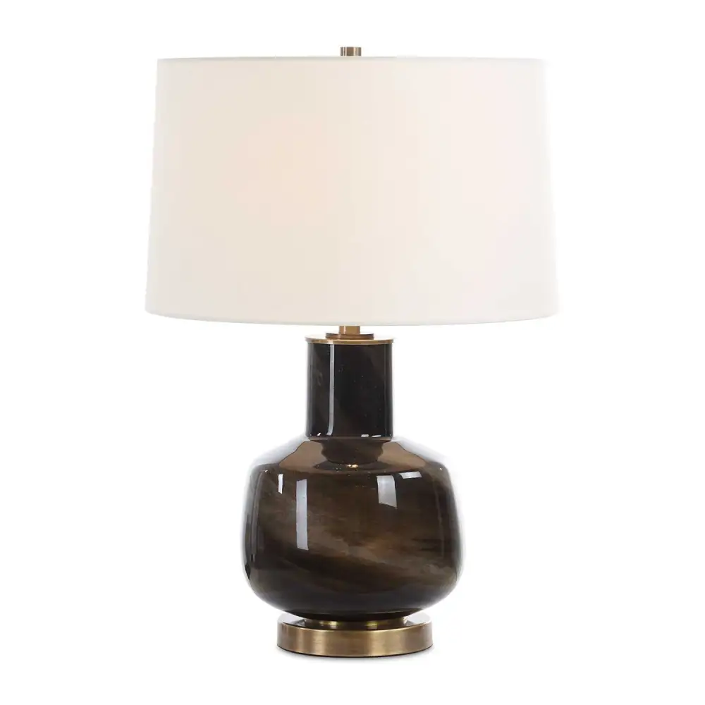 Tapered Glass Metal Brass Table Lamp