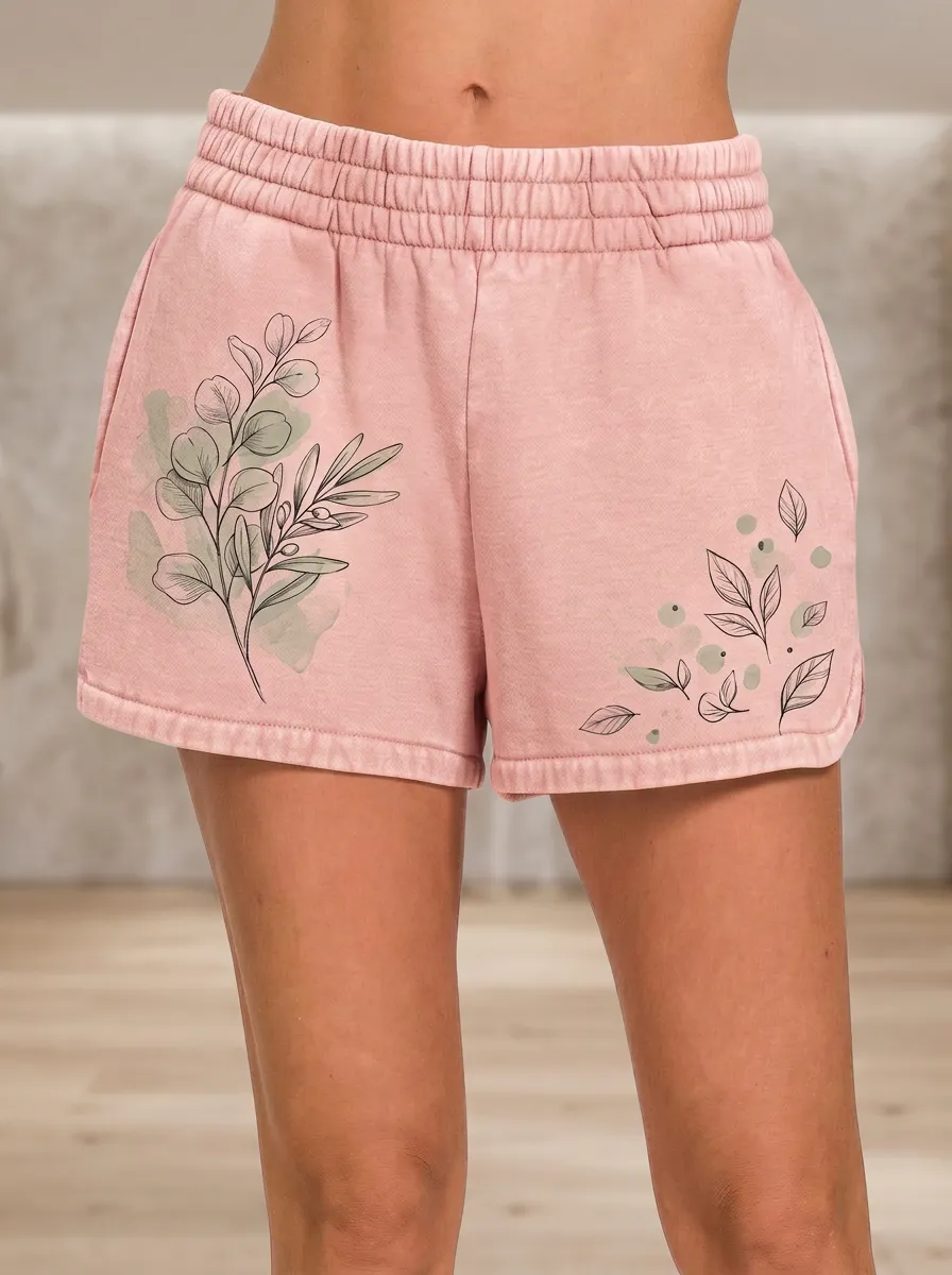 Women's Botanical Nature Lover Eucalyptus Leaf Printed Shorts