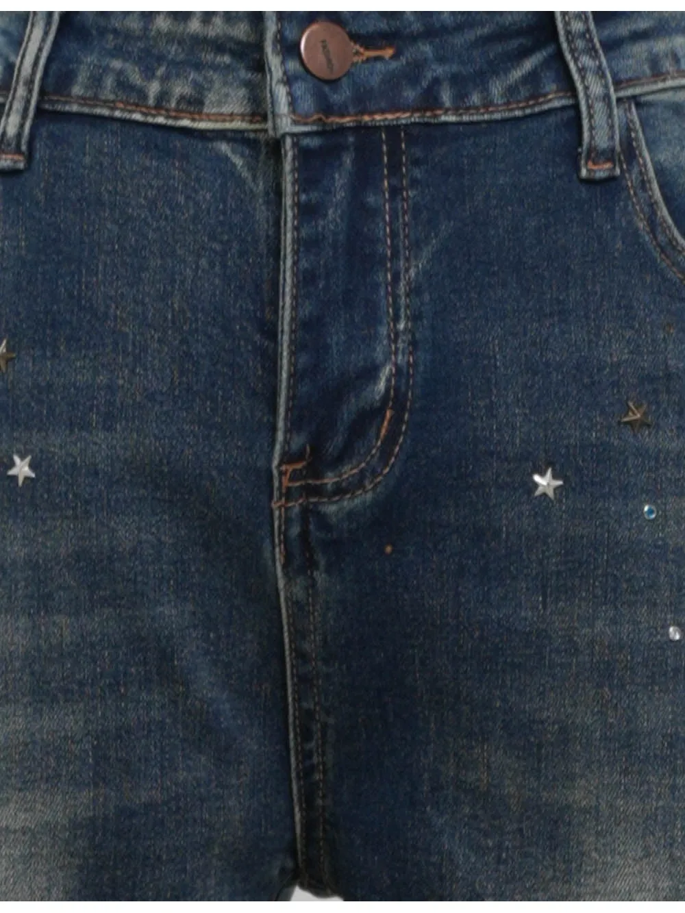 Vintage Star Stud Jeans Flared Leg Denim Pants