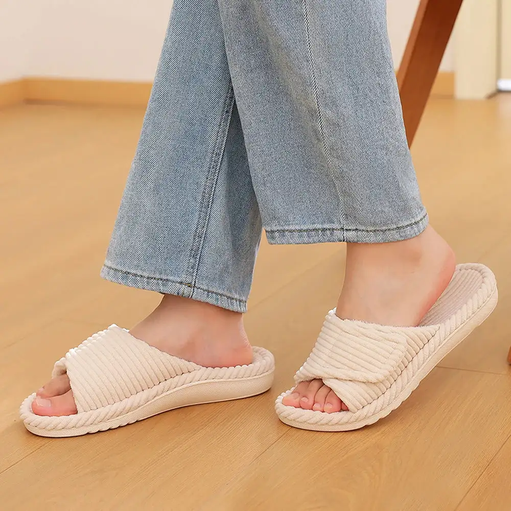 Soft Feel Open Toe House Slippers
