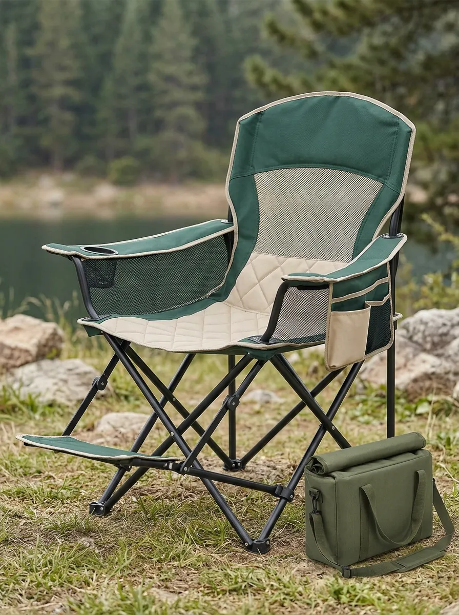 Camping Quilted Green Folding Classic Camping Chair