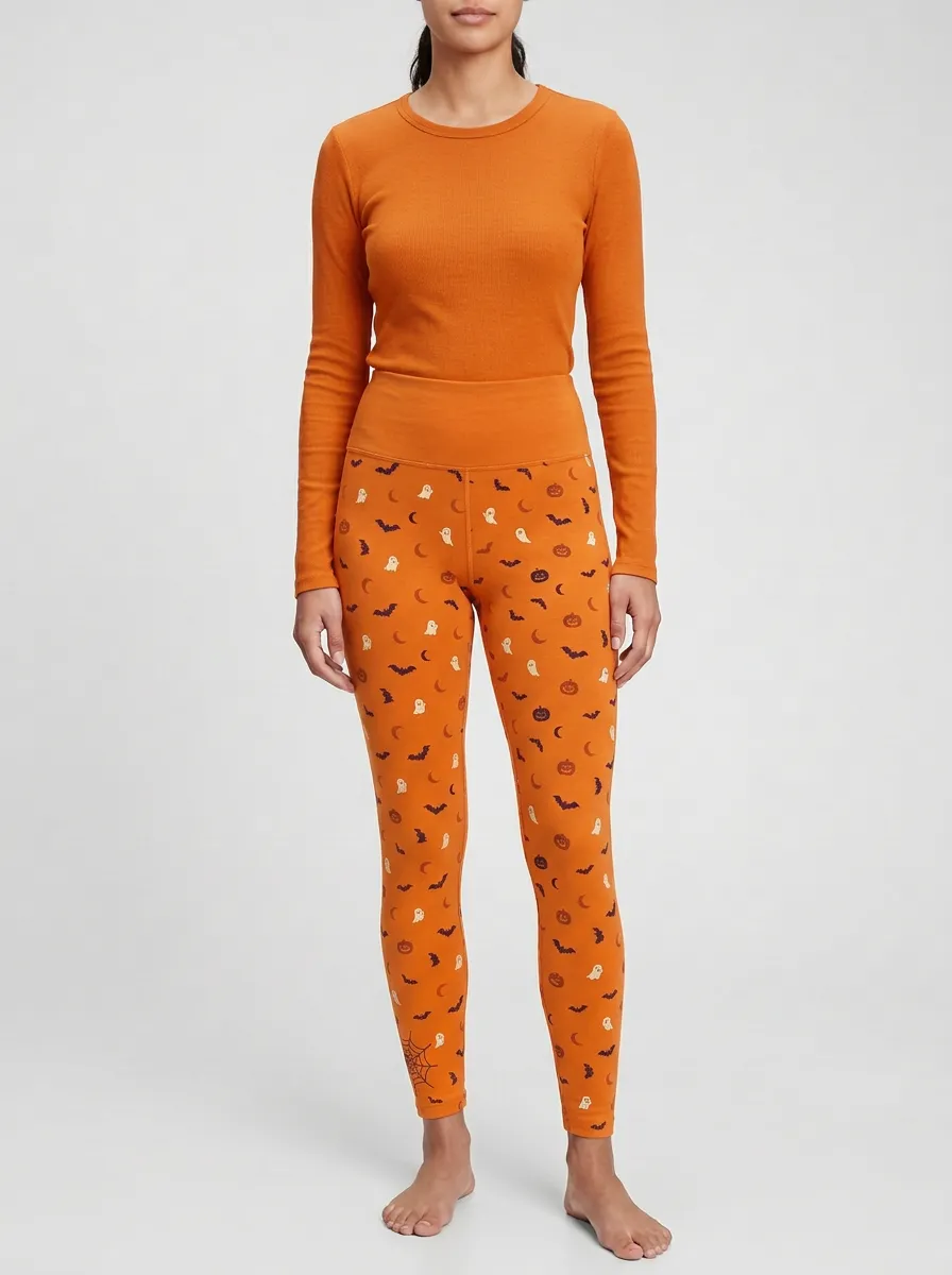 Women's Halloween Ghost Pumpkin Bat Moon Leggings