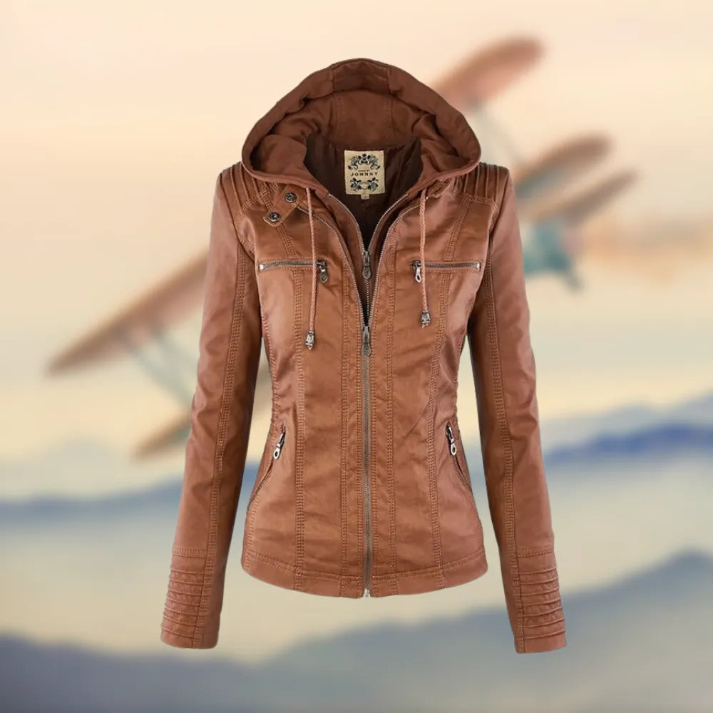 Leather Zip Front Jacket