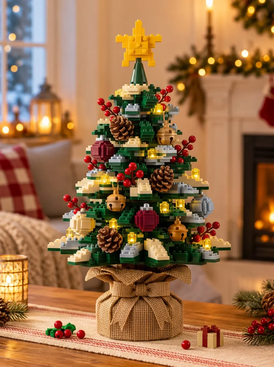 Building Block Tree LED Christmas Tabletop Ornament