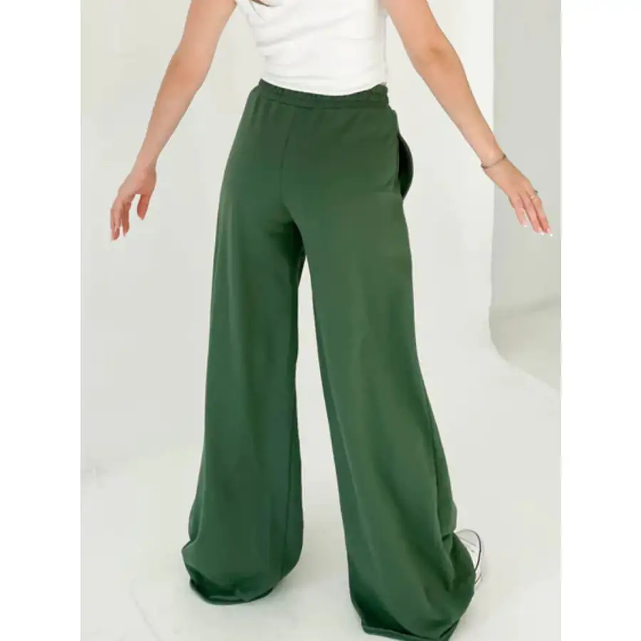 Classic Elastic Waist Wide Leg Pants