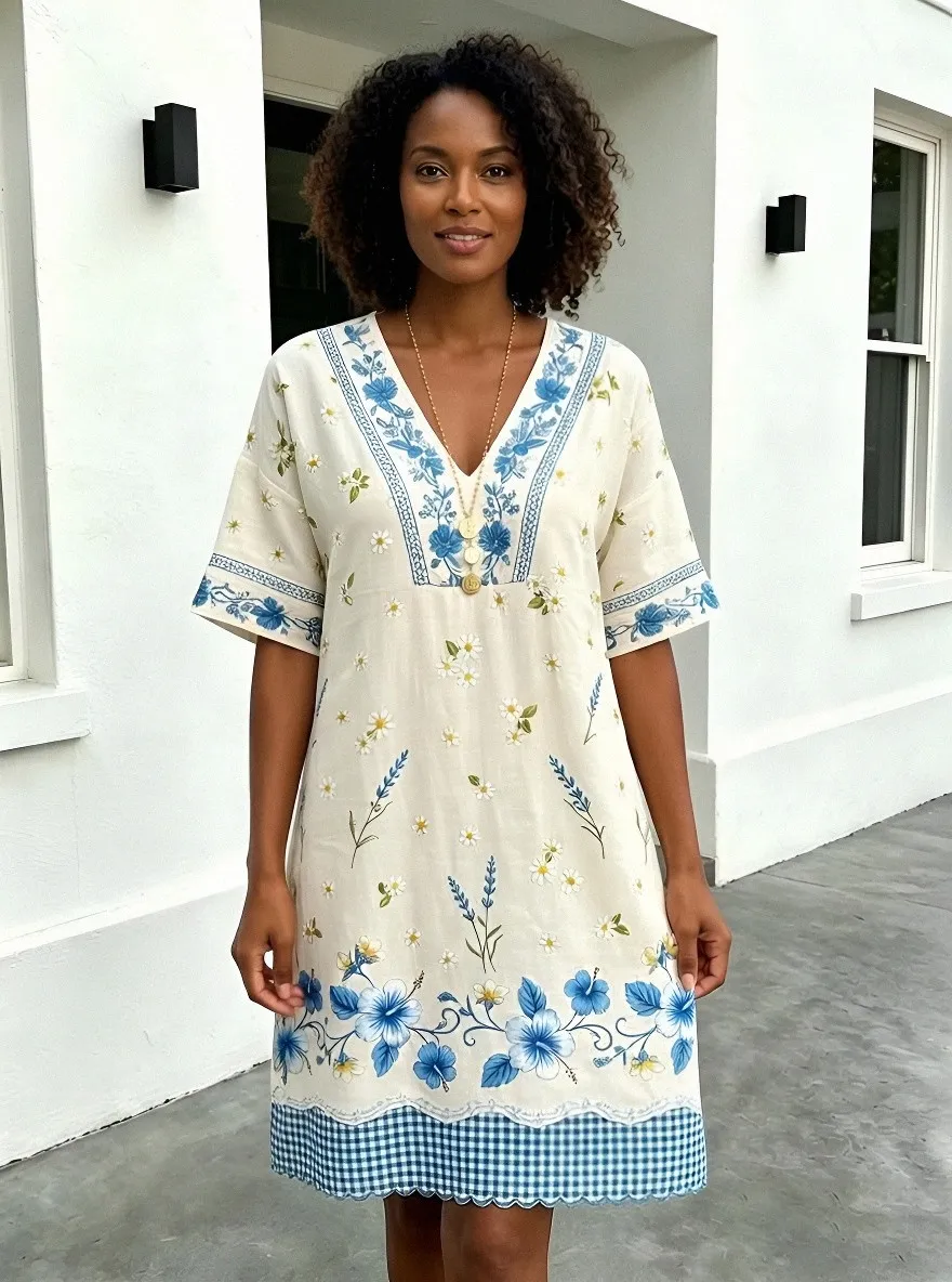 Women's Summer Vacation Daisy Hibiscus Floral Printed Dress