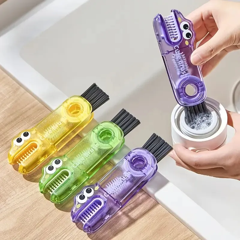 Durable Crocodile-Shaped Three-In-One Cup Lid Brush Cleaner