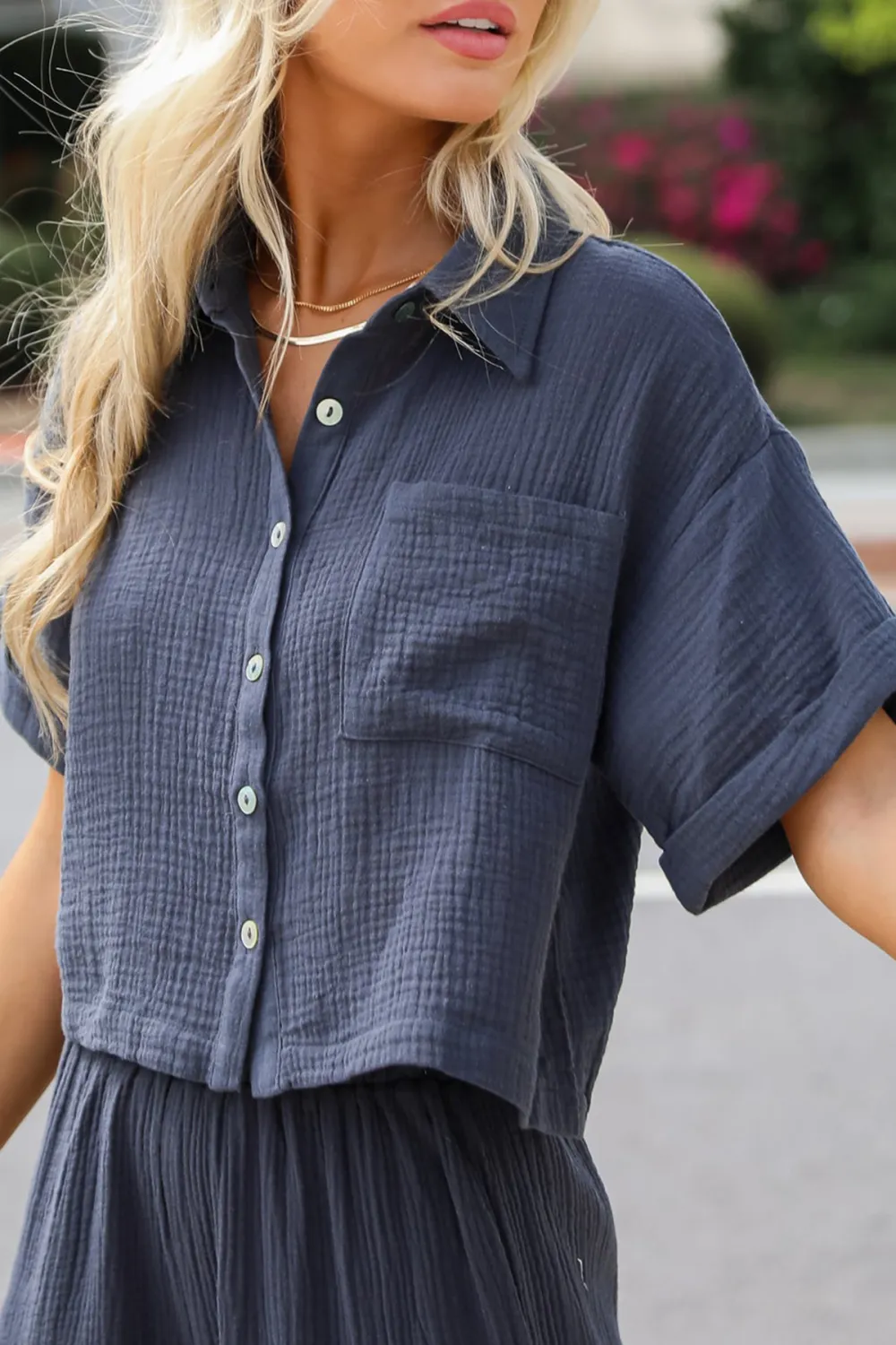 Charcoal Linen Blouse