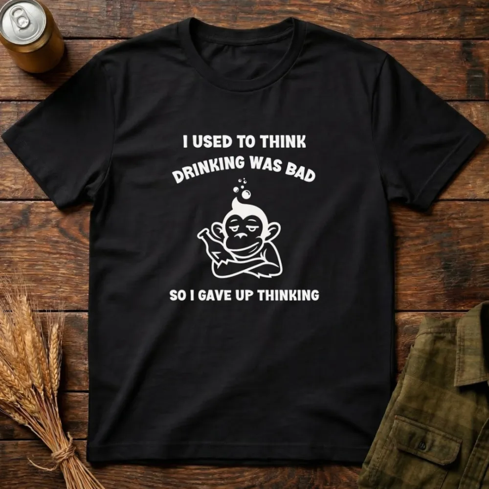 Drinking Was Bad Graphic Cotton T-Shirt
