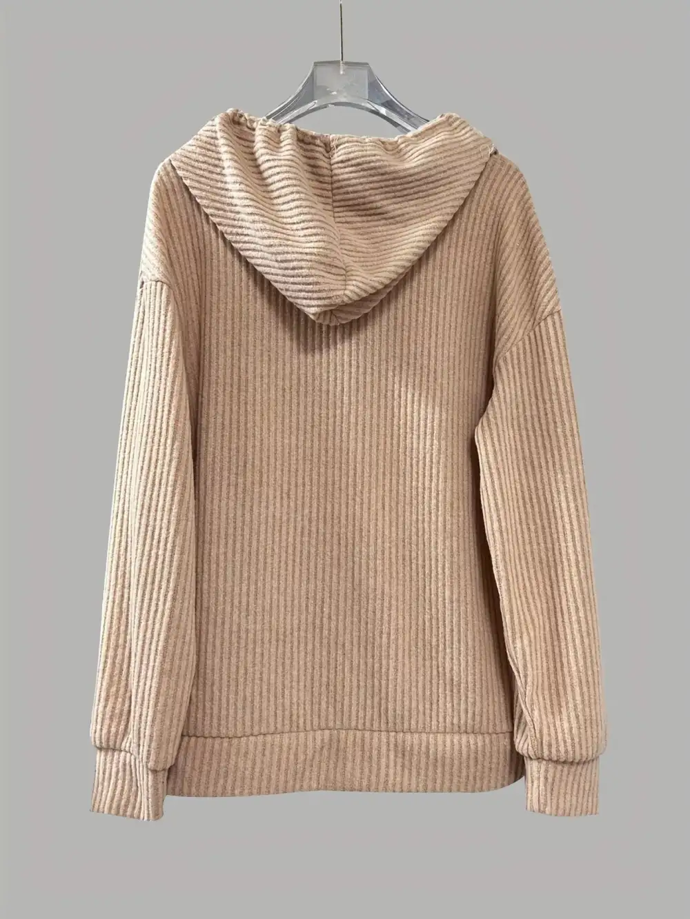 Drawstring Buttoned Pocketed Hoodie