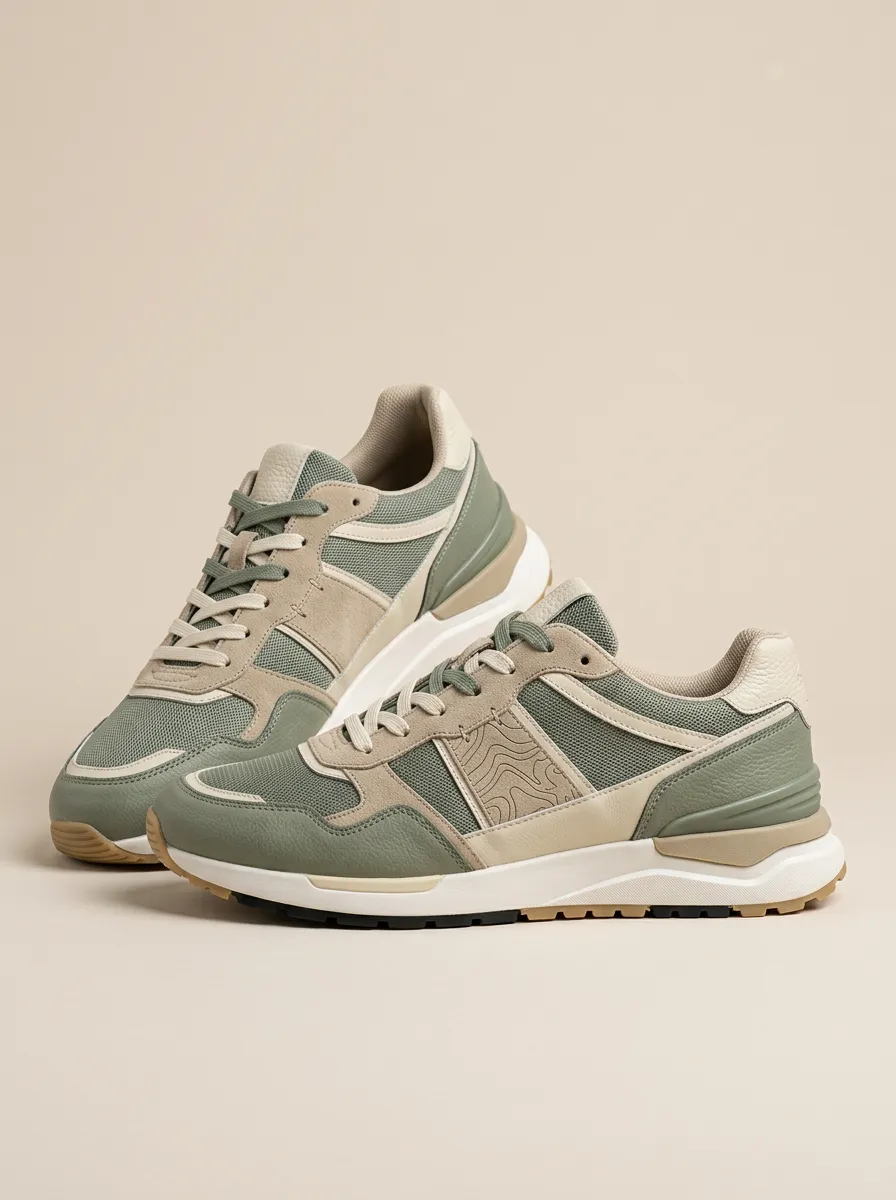 Unisex Minimalist Topographic Print Sneakers