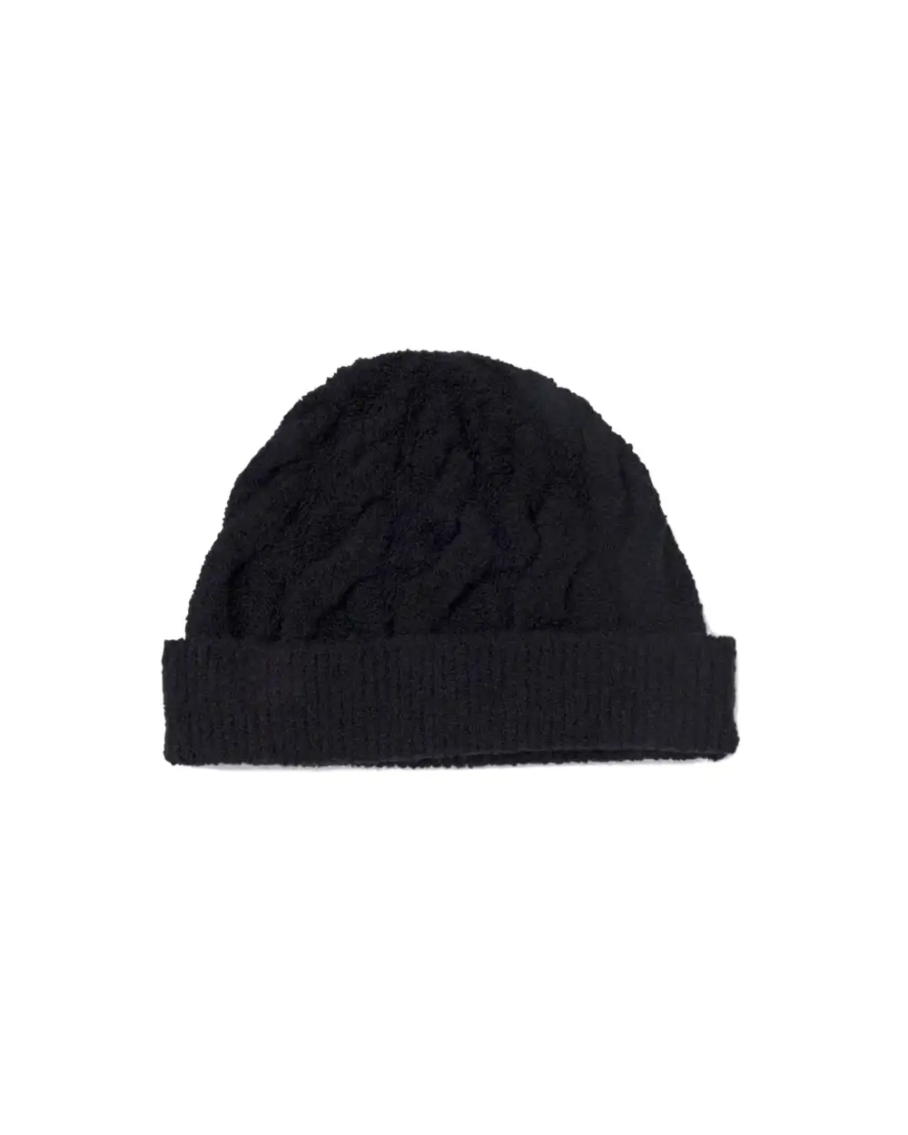 Black Textured Cable Knit Beanie