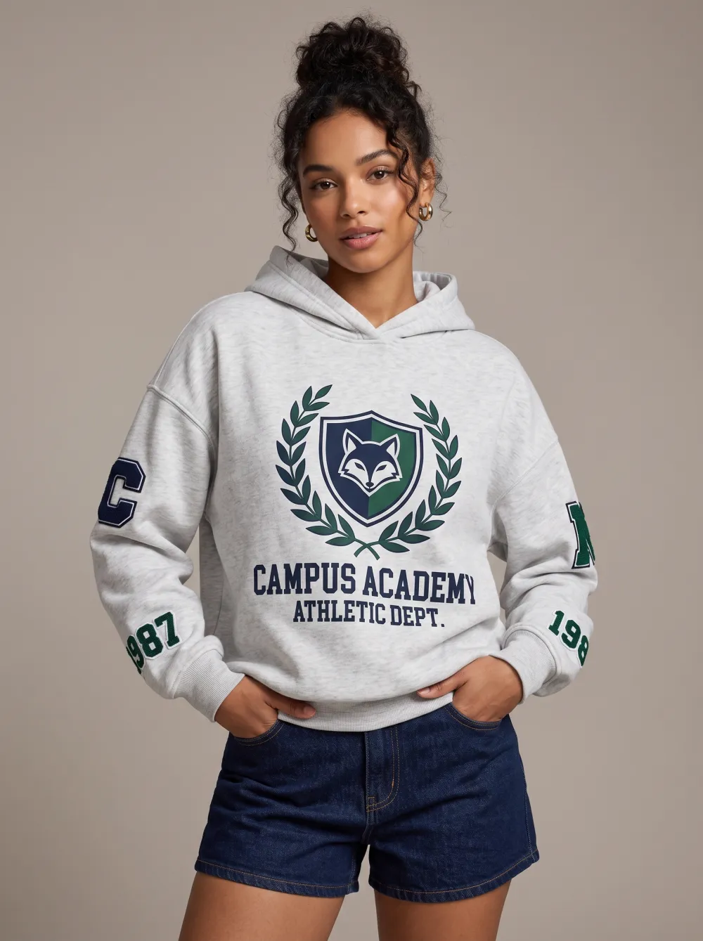 Women's Campus Academy Fox Shield Athletic Printed Hoodie