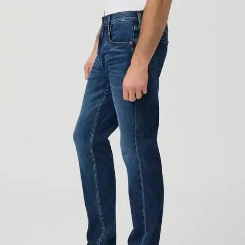 Whiskered Slim-Straight Stretch Denim Jeans