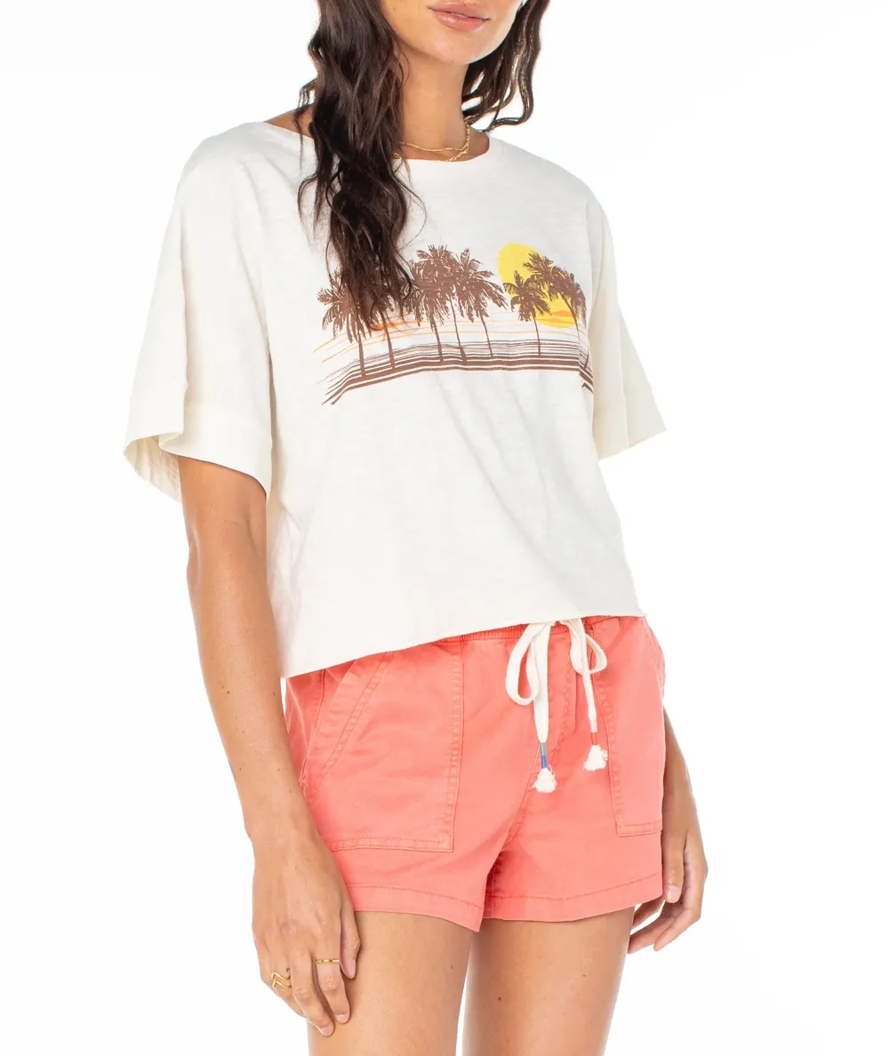 Cartoon Beach Print Casual T-Shirt