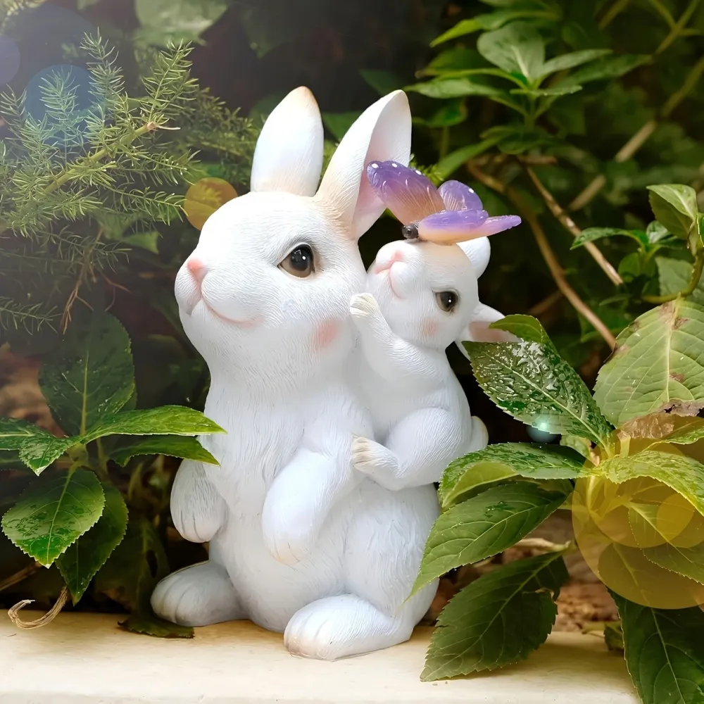 Mother Baby Bunny Statue