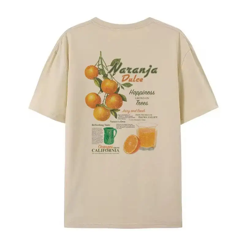 Orange Graphic Cotton T-Shirt