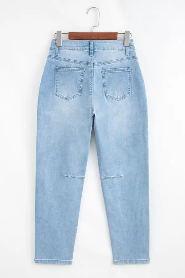 High Rise Barrel Relaxed Patch Pocket Jeans