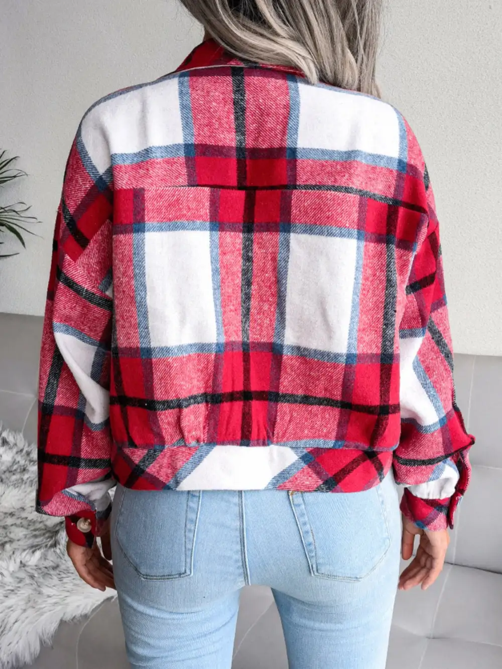 Collared Plaid Jacket