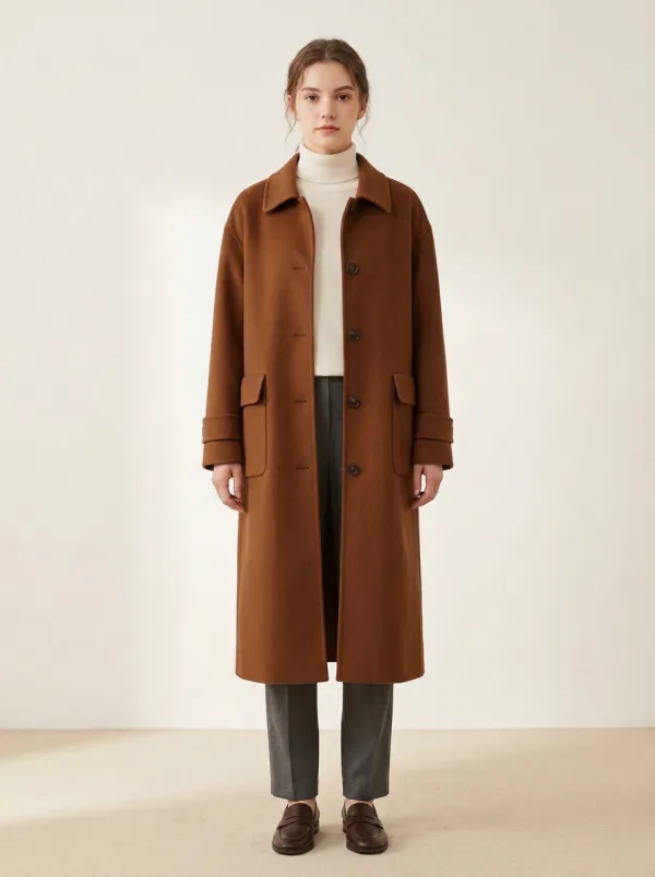 Modern Wool-Blend Longline Outerwear Coat