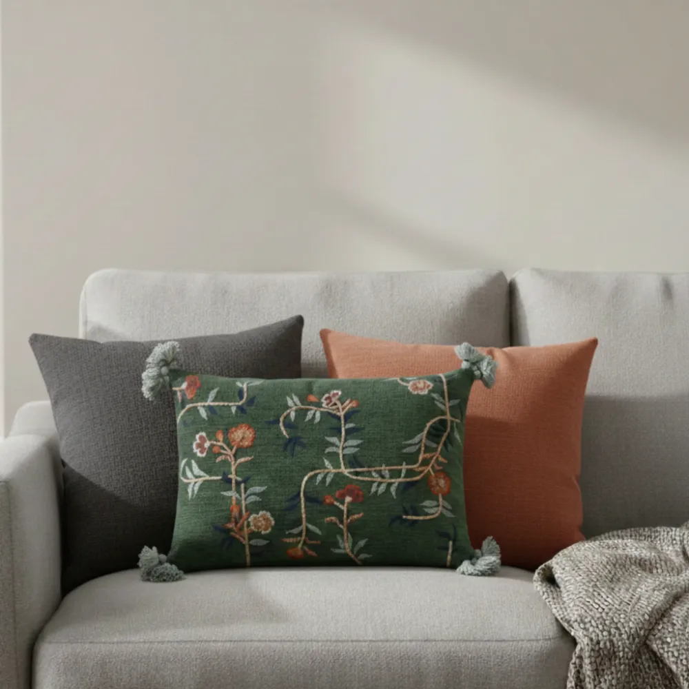 Artisan Embroidered Textured Decorative Cushion Cover
