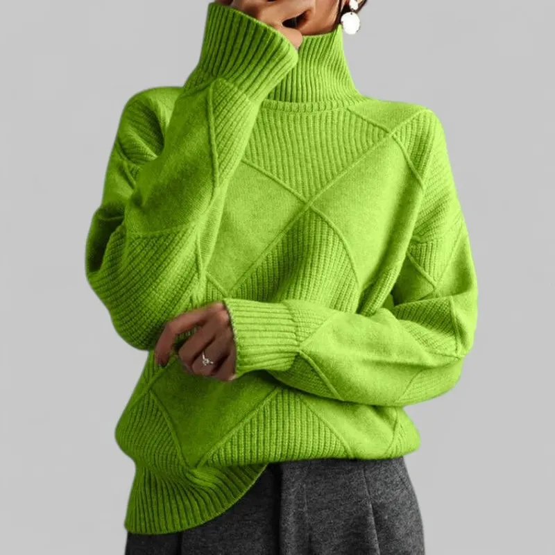 Winter Oversized Patterned Turtleneck Sweater