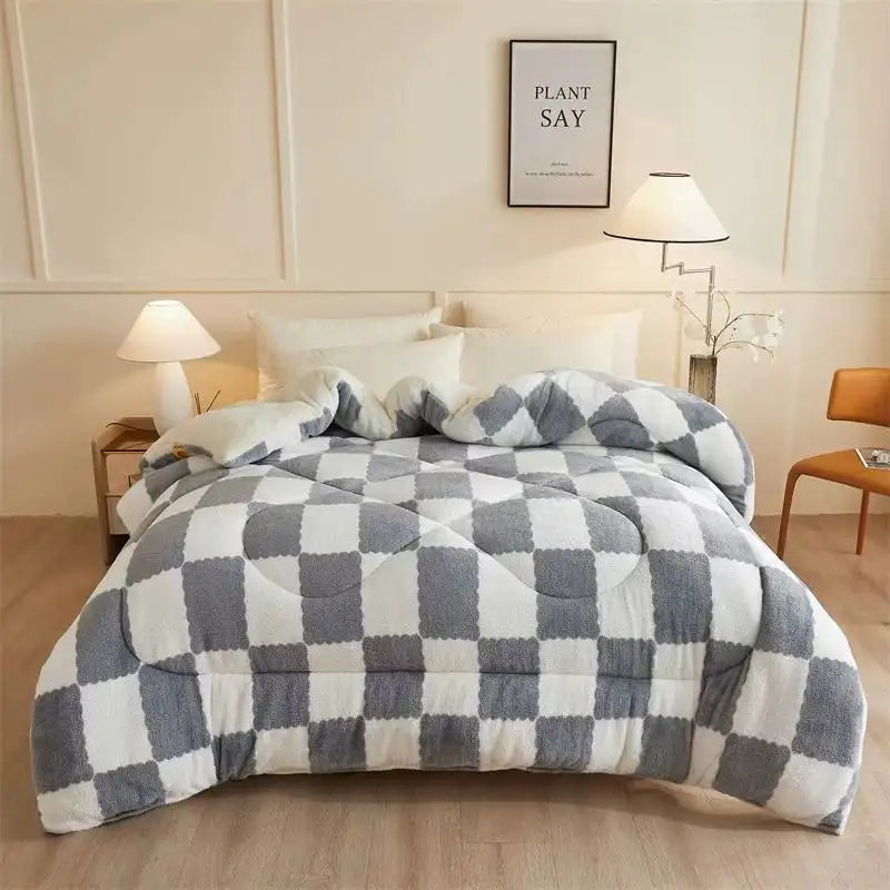 Sherpa Check Pattern Throw Blanket