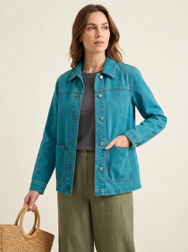 Women's Floral Embroidered Denim Jacket