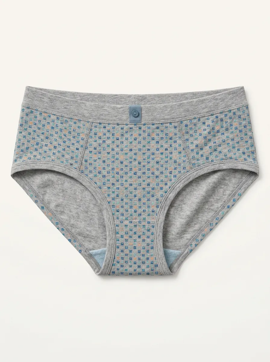 Women's Printed Briefs with Floral Geometric Detail