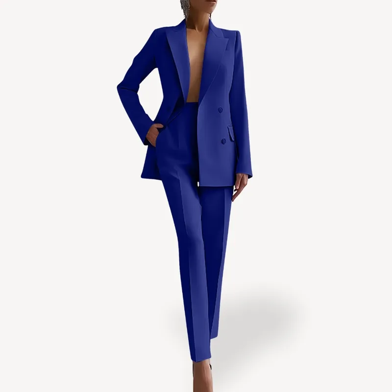 Formal Tailored Suit Set with Long Blazer
