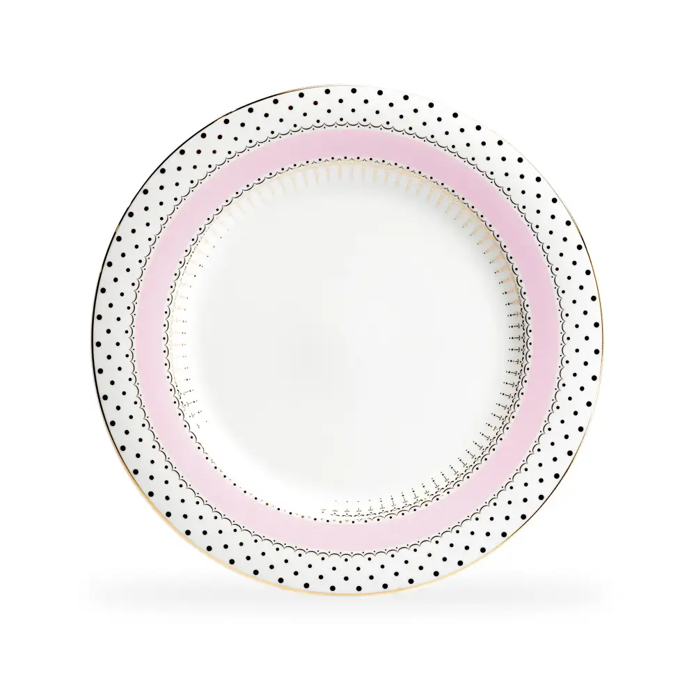 Classic Striped Metallic-Dot Porcelain Dinner Plate