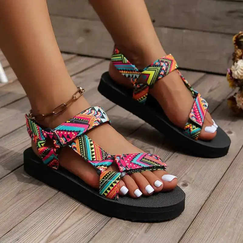Printed Adjustable Flat Sandals