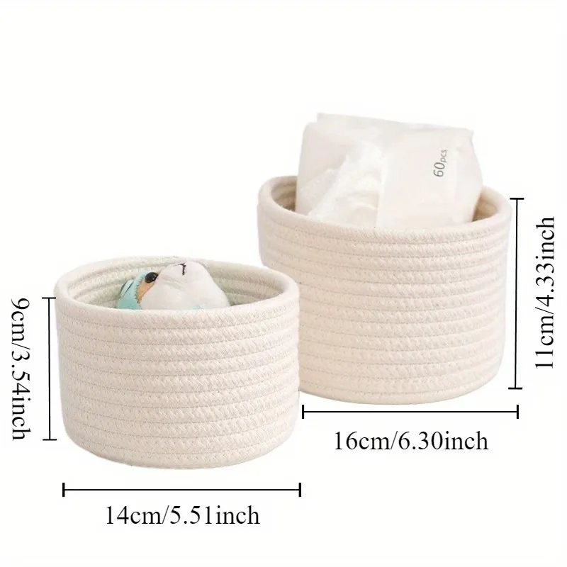 2 Pcs Home Woven Storage Basket